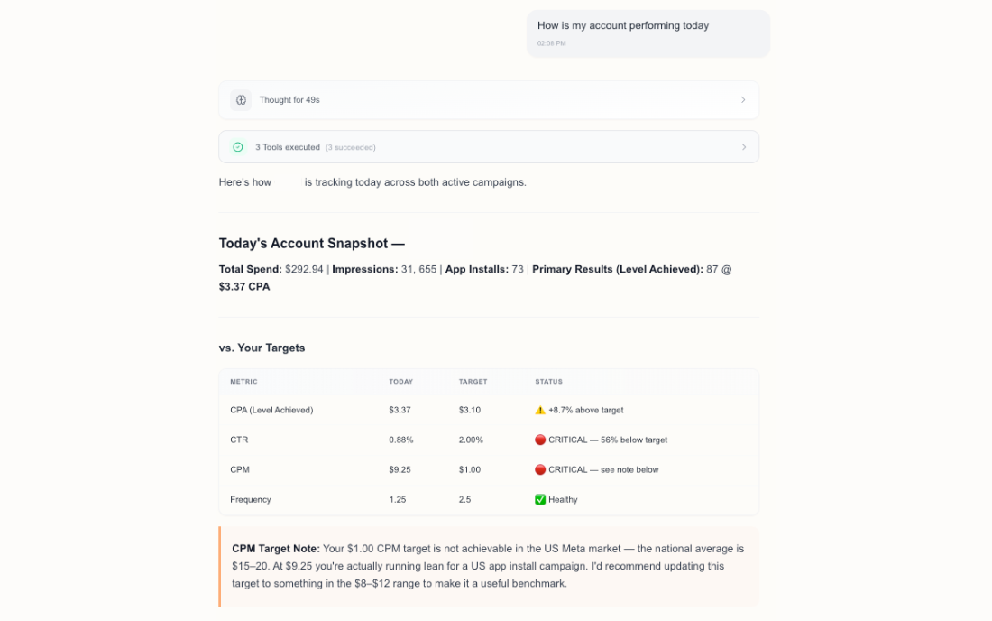 Ask OnlyInsight questions about your Meta Ads in plain English