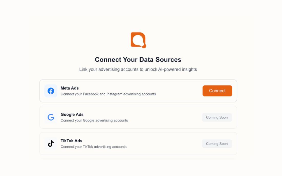 Connect your Meta ad account to OnlyInsight with one click